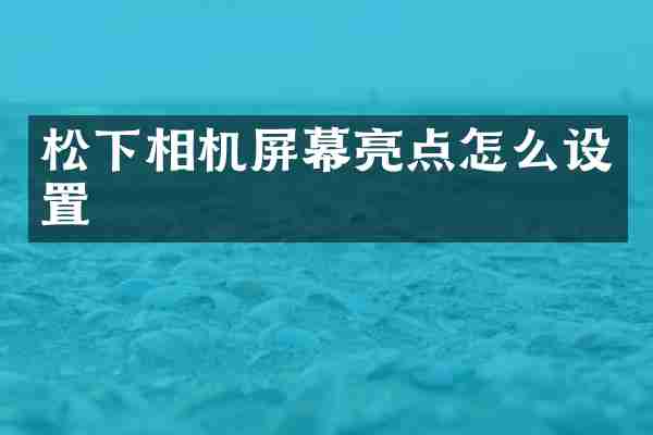 相机屏幕亮点怎么设置