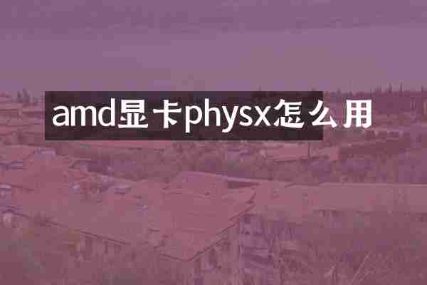 amd显卡physx怎么用