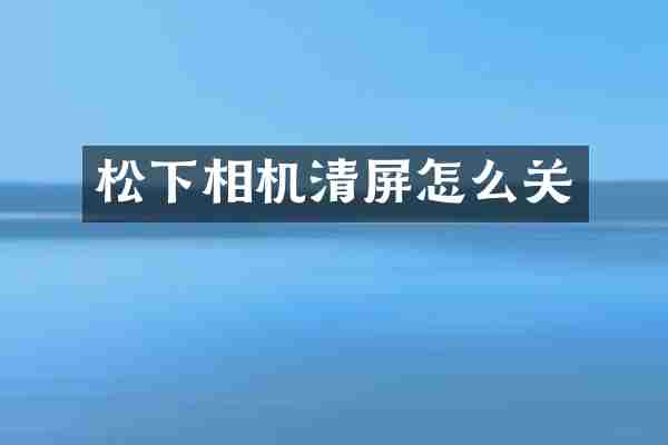 松下相机清屏怎么关