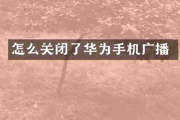 怎么关闭了华为手机广播
