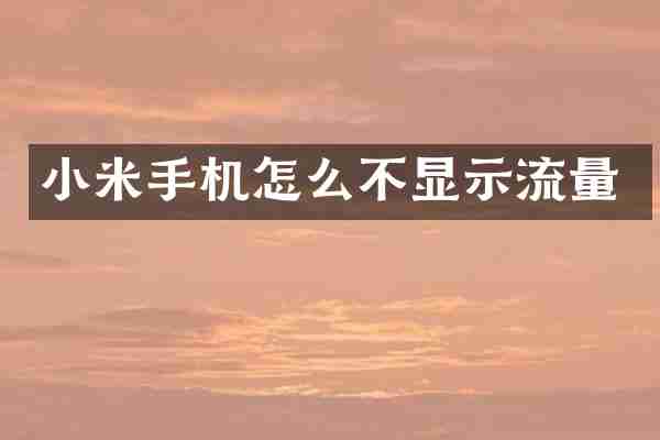 小米手机怎么不显示流量
