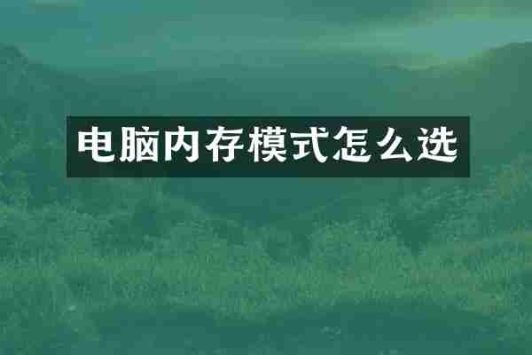 电脑内存模式怎么选