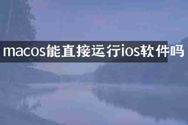 macos能直接运行ios软件吗
