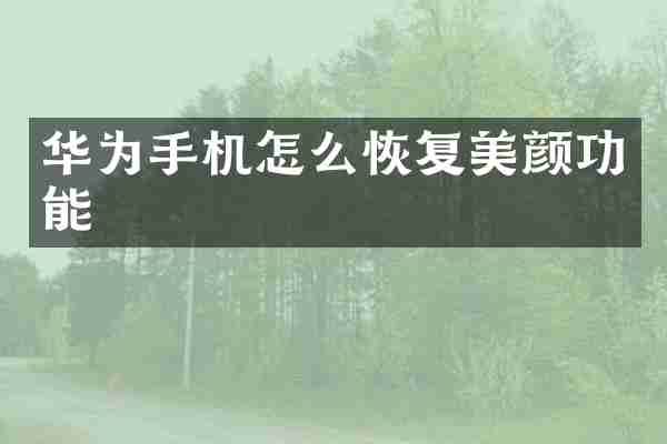 华为手机怎么恢复美颜功能