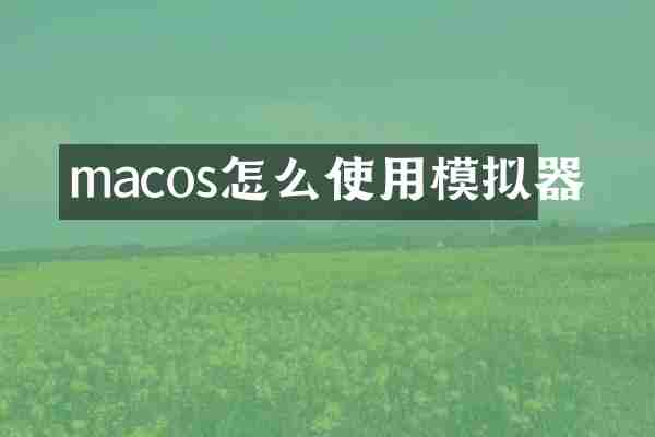 macos怎么使用模拟器