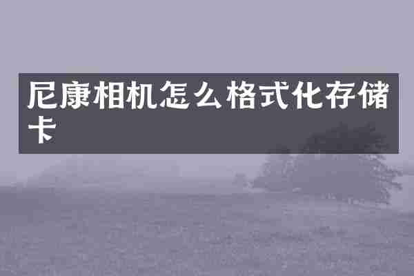 尼康相机怎么格式化存储卡