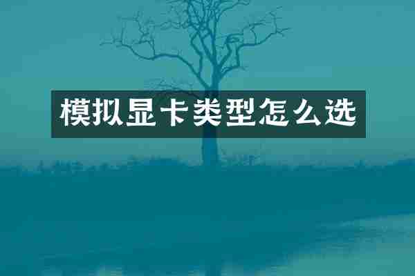 模拟显卡类型怎么选