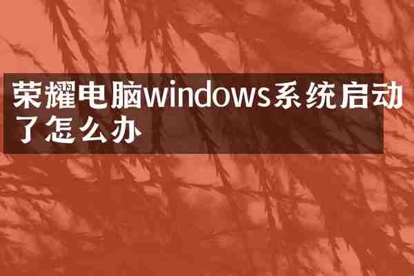 荣耀电脑windows系统启动不了怎么办