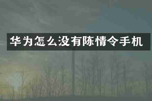 华为怎么没有陈情令手机