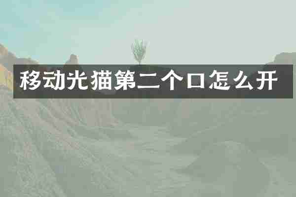 移动光猫第二个口怎么开