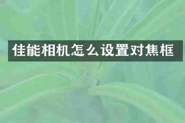 佳能相机怎么设置对焦框