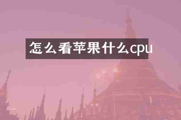 怎么看苹果什么cpu