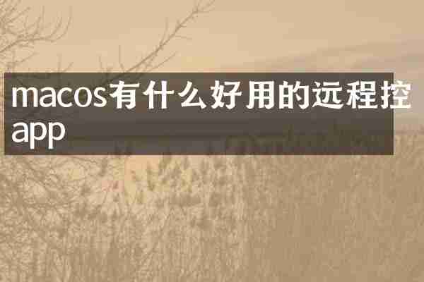 macos有什么好用的远程控制app