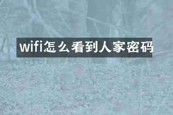 wifi怎么看到人家密码