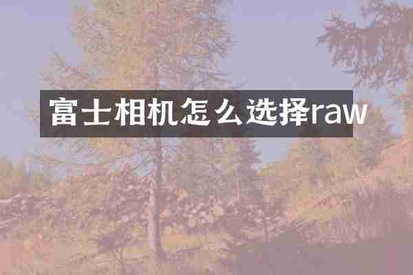 富士相机怎么选择raw