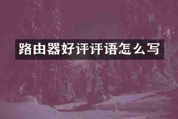 路由器好评评语怎么写