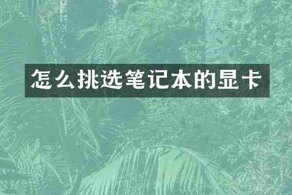 怎么挑选笔记本的显卡