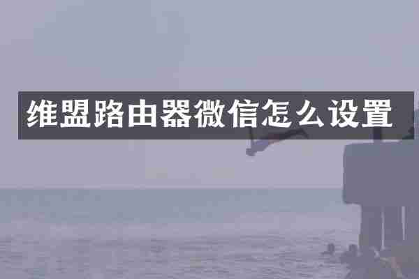 维盟路由器微信怎么设置