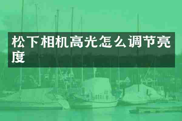 松下相机高光怎么调节亮度