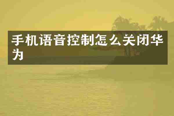 手机语音控制怎么关闭华为