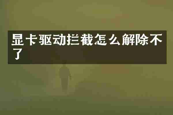 显卡驱动拦截怎么解除不了