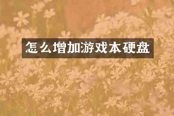 怎么增加游戏本硬盘