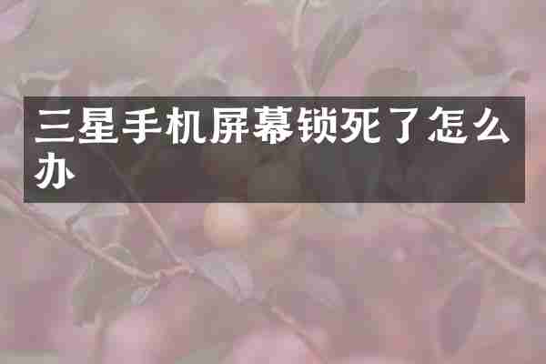 三星手机屏幕锁死了怎么办