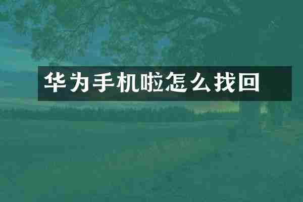 华为手机丟啦怎么找回