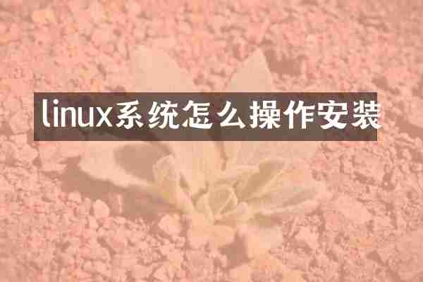 linux系统怎么操作安装
