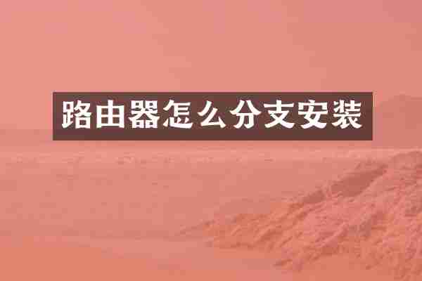 路由器怎么分支安装