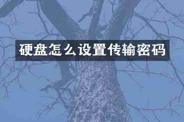 硬盘怎么设置传输密码