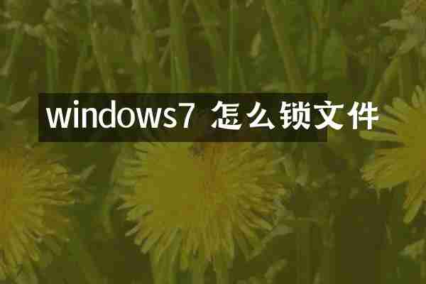 windows7 怎么锁文件