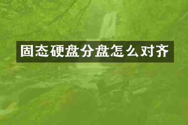 固态硬盘分盘怎么对齐
