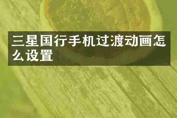 三星国行手机过渡动画怎么设置