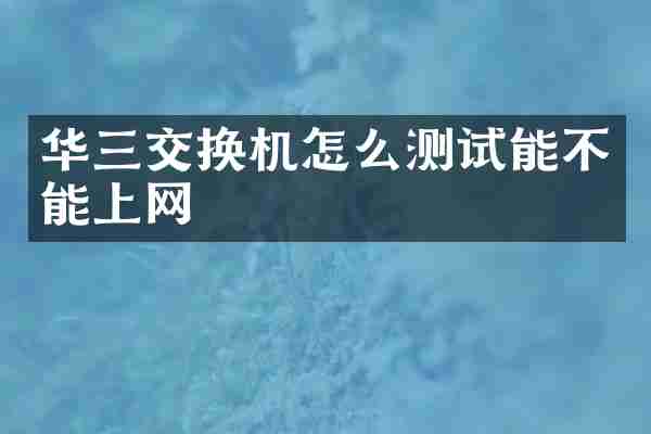 华三交换机怎么测试能不能上网