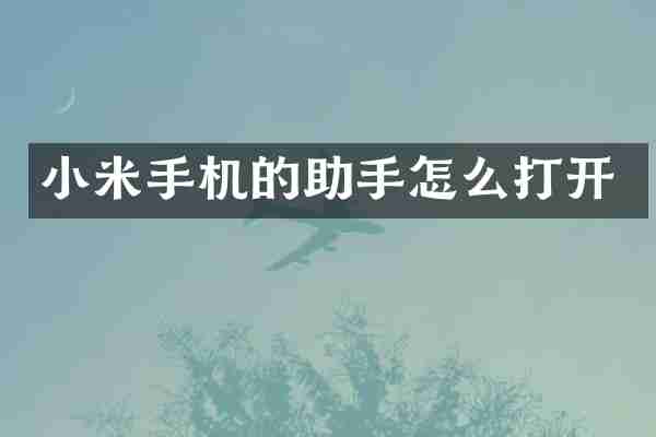 小米手机的助手怎么打开