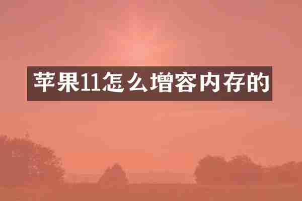苹果11怎么增容内存的