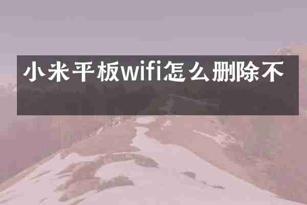 小米平板wifi怎么删除不了