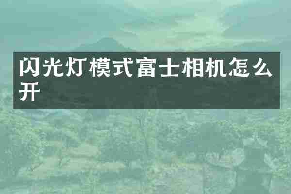 闪光灯模式富士相机怎么开