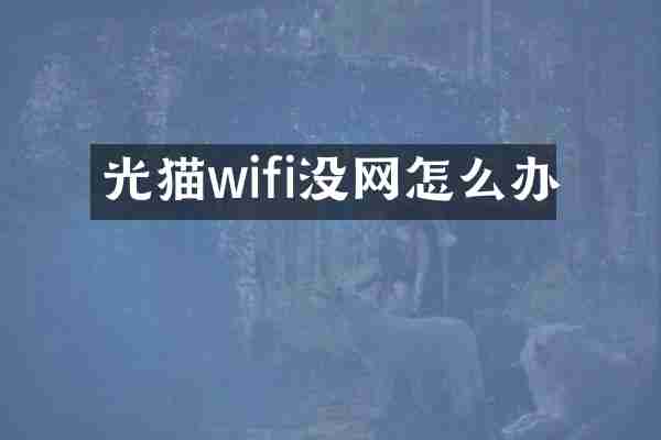 光猫wifi没网怎么办