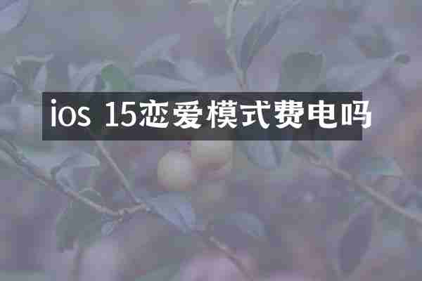 ios 15恋爱模式费电吗