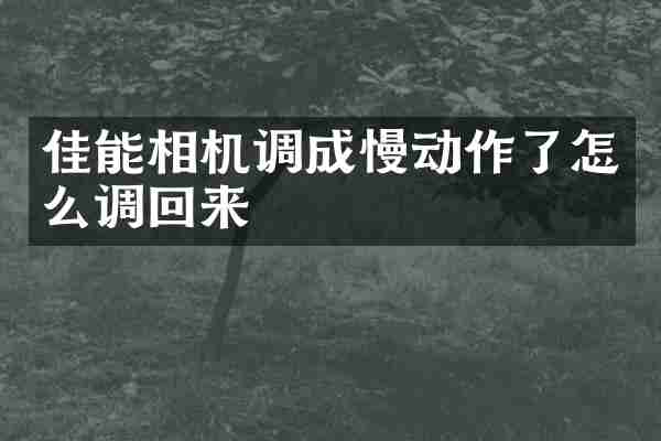佳能相机调成慢动作了怎么调回来