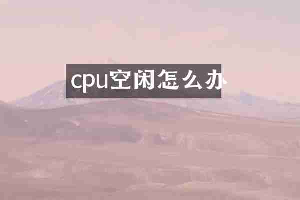 cpu空闲怎么办