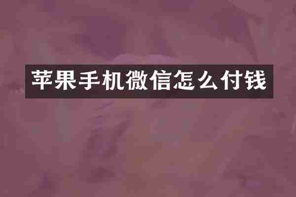 苹果手机微信怎么付钱