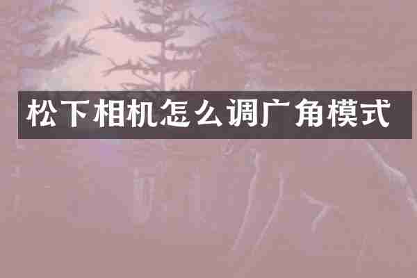 相机怎么调广角模式