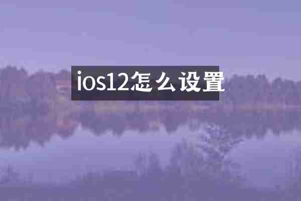 ios12怎么设置