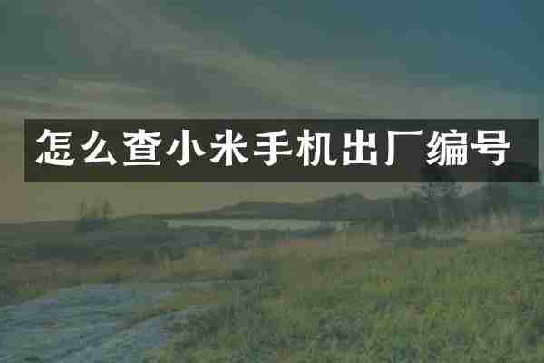 怎么查小米手机出厂编号