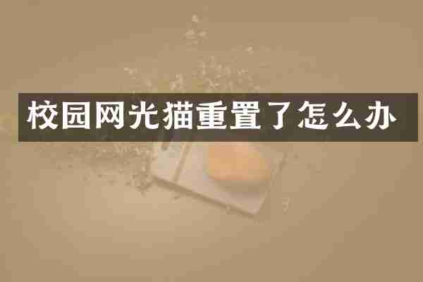 校园网光猫重置了怎么办