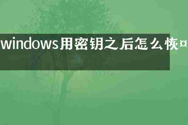 windows用密钥之后怎么恢复