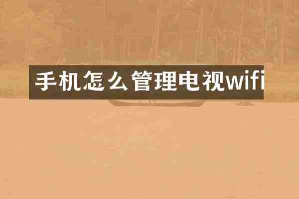 手机怎么管理电视wifi